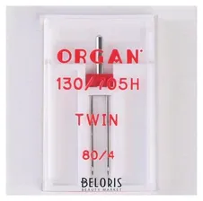 Organ Игла для бытовых швейных машин, двойная, №80/4