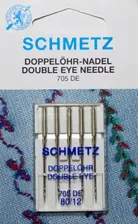 Швейная игла Schmetz 705 DE №80 с двумя ушками для декоративных строчек, 5 шт